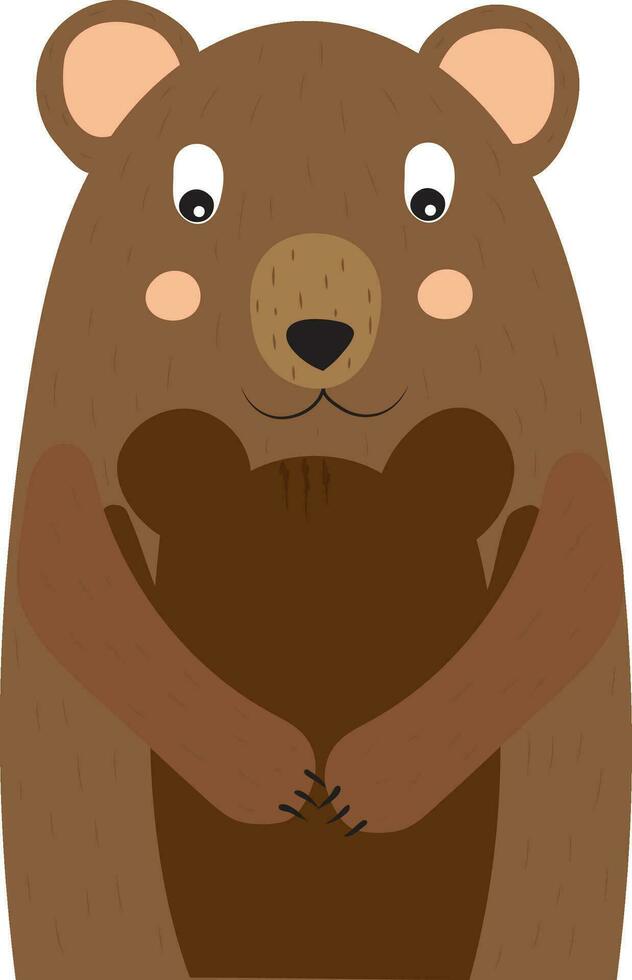 ansichtkaart. mama beer knuffels haar welp. hoog kwaliteit vector illustratie.