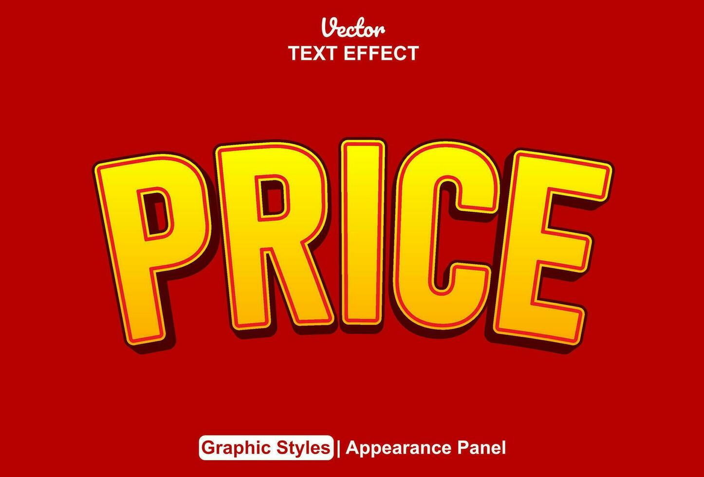 prijs tekst effect met oranje grafisch stijl en bewerkbaar. vector