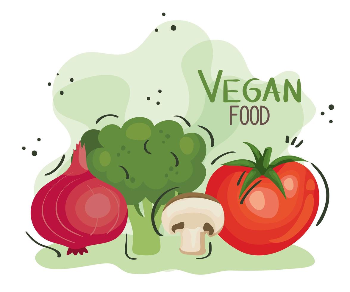 vegan food poster met tomaat en groenten vector