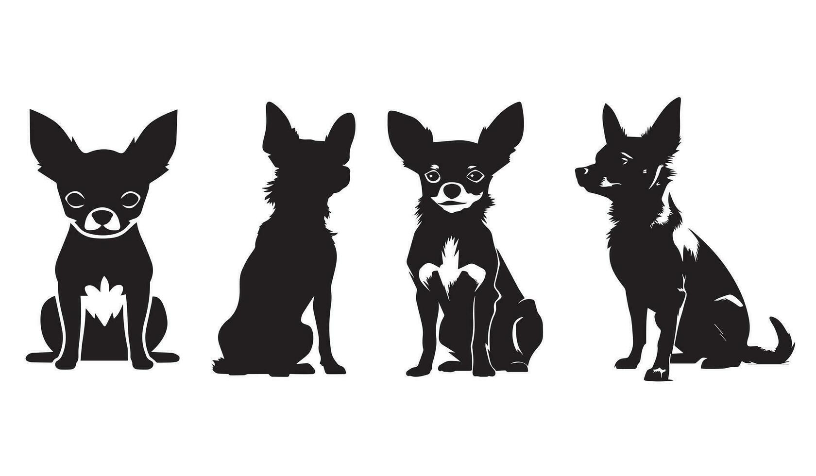 reeks van chihuahua silhouet tekens met vector illustratie