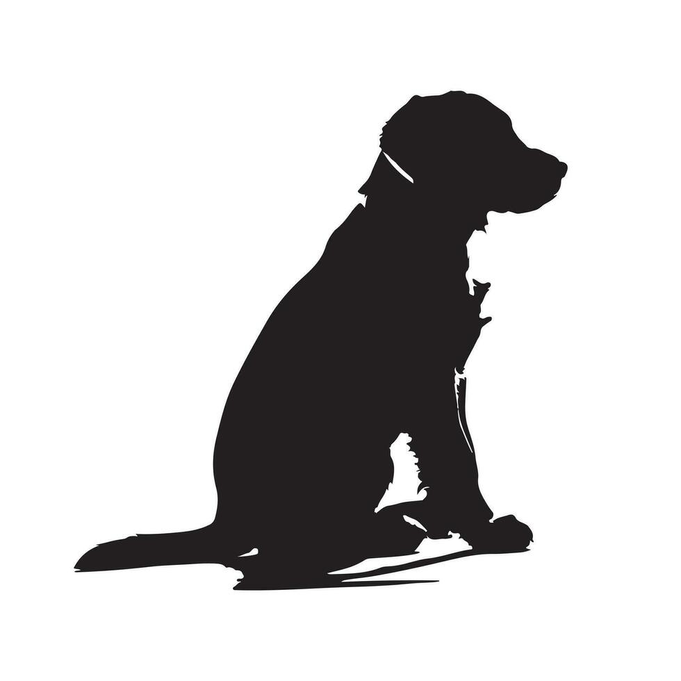puppy hond silhouet met vector illustratie, wit achtergrond