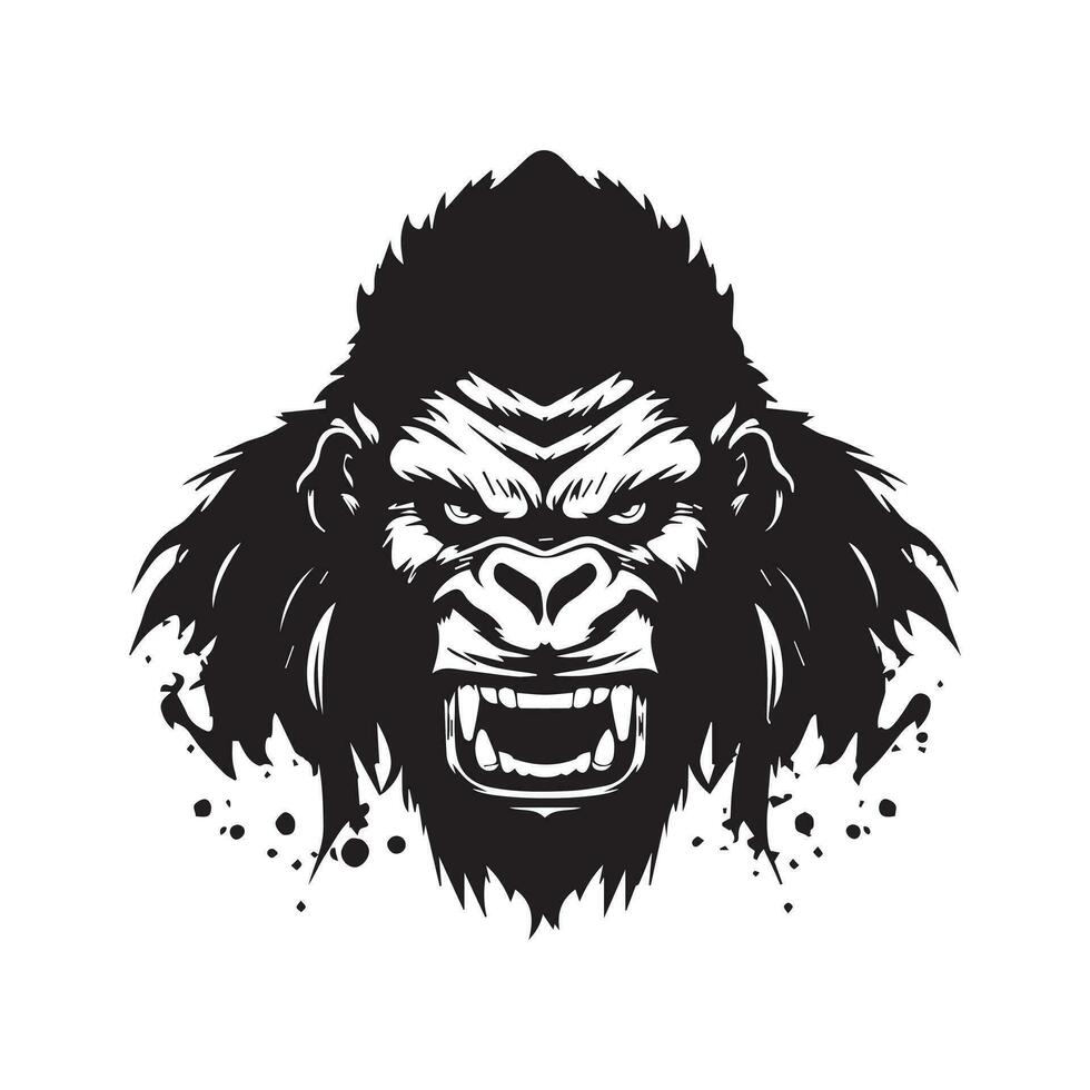 gorilla silhouet vector illustratie, boos gorilla gezicht logo