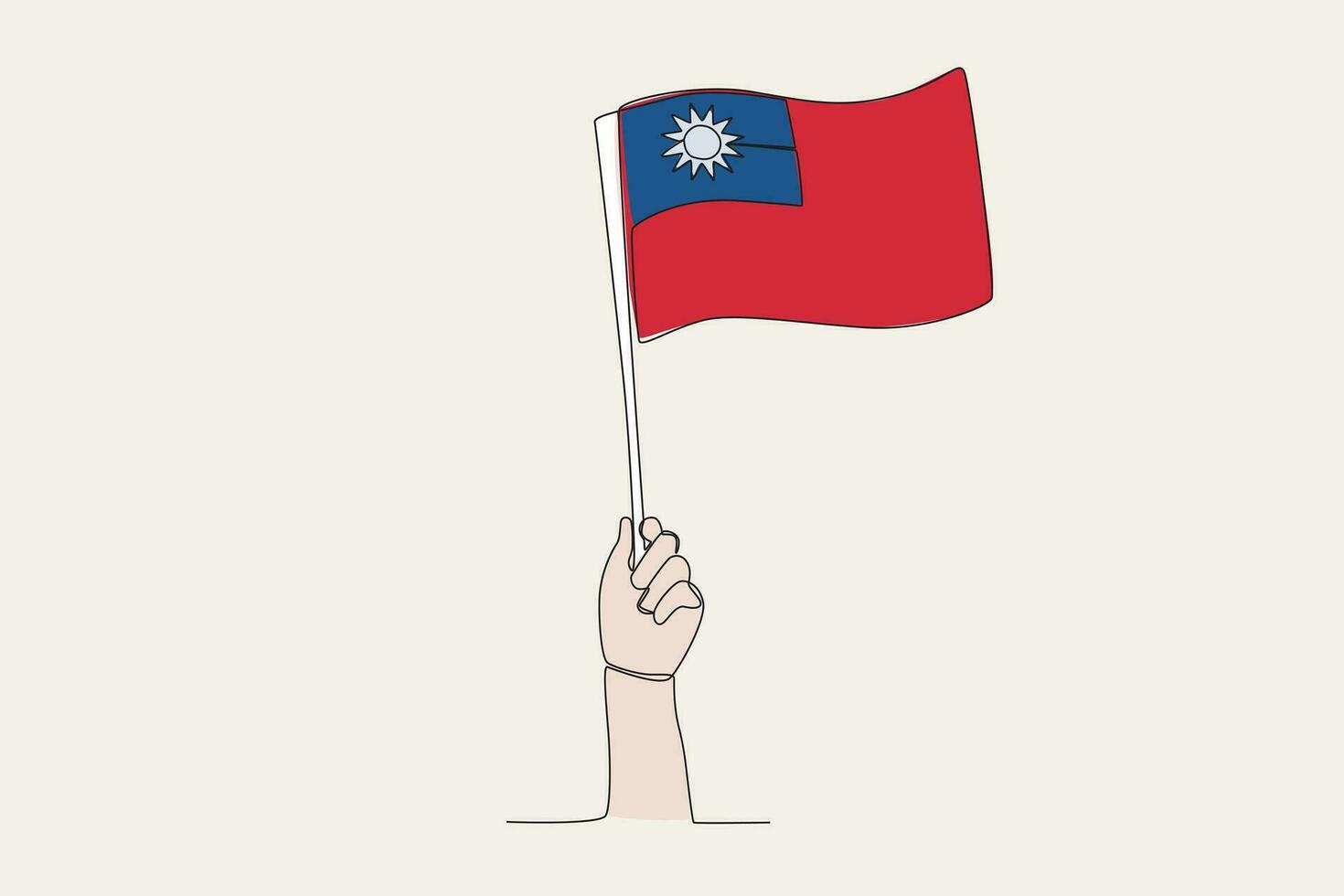 een hand- verheven de Taiwan vlag vector