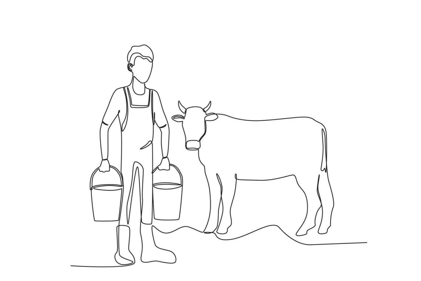 een Mens Holding een koe vector