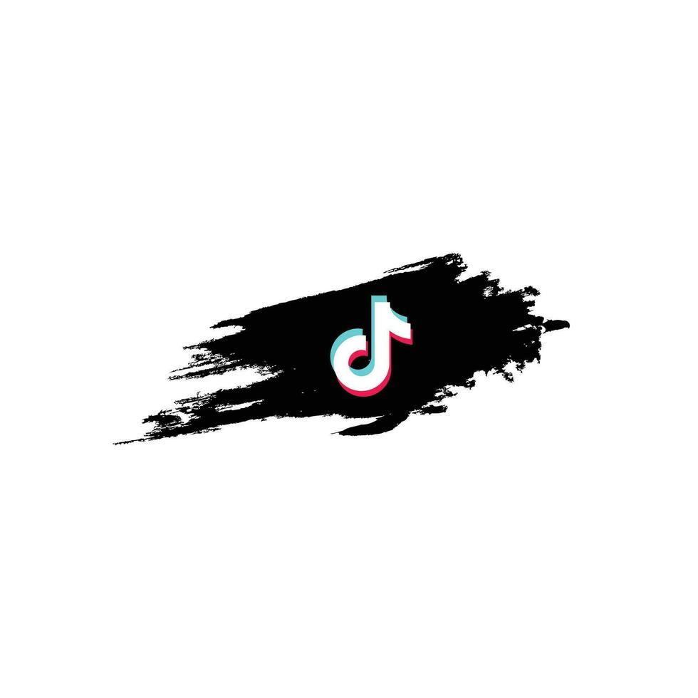 tiktok sociaal media logo icoon met waterverf borstel, tiktok achtergrond vector