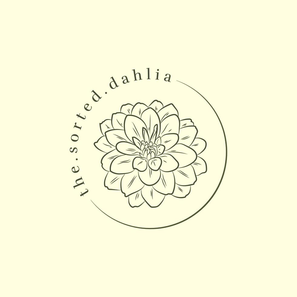 hand- getrokken dahlia bloem logo illustratie ontwerp voor uw bedrijf vector