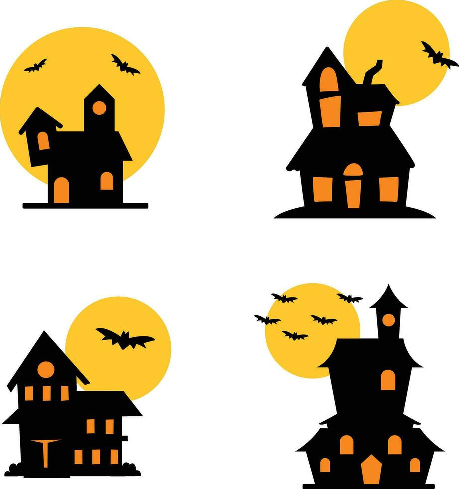 halloween achtervolgd huis silhouet verzameling. eng halloween huis bundel ingesteld.voor ontwerp decoratie.vector illustratie vector