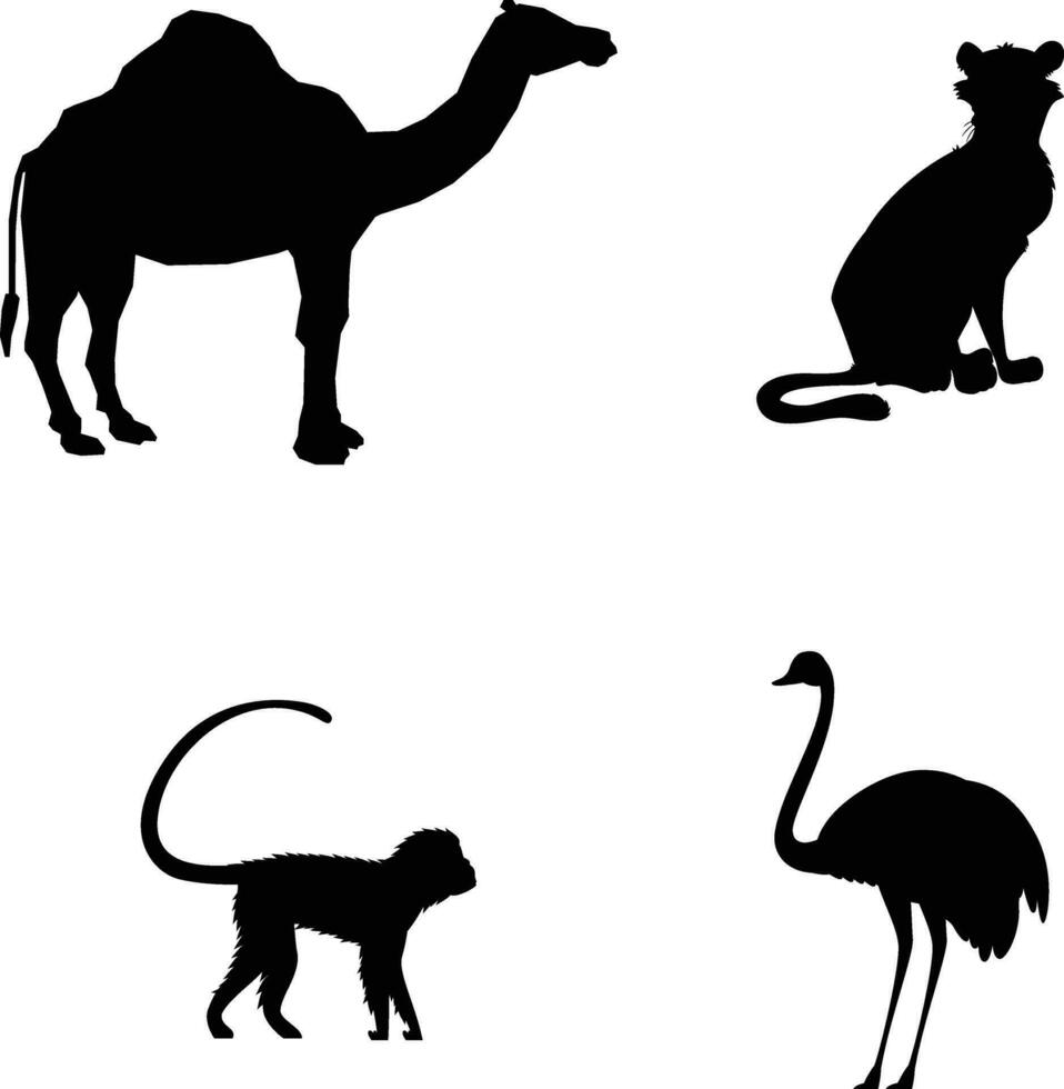 dier dag silhouet, wild dieren illustratie, voor ontwerp illustratie decoratie, vector pro