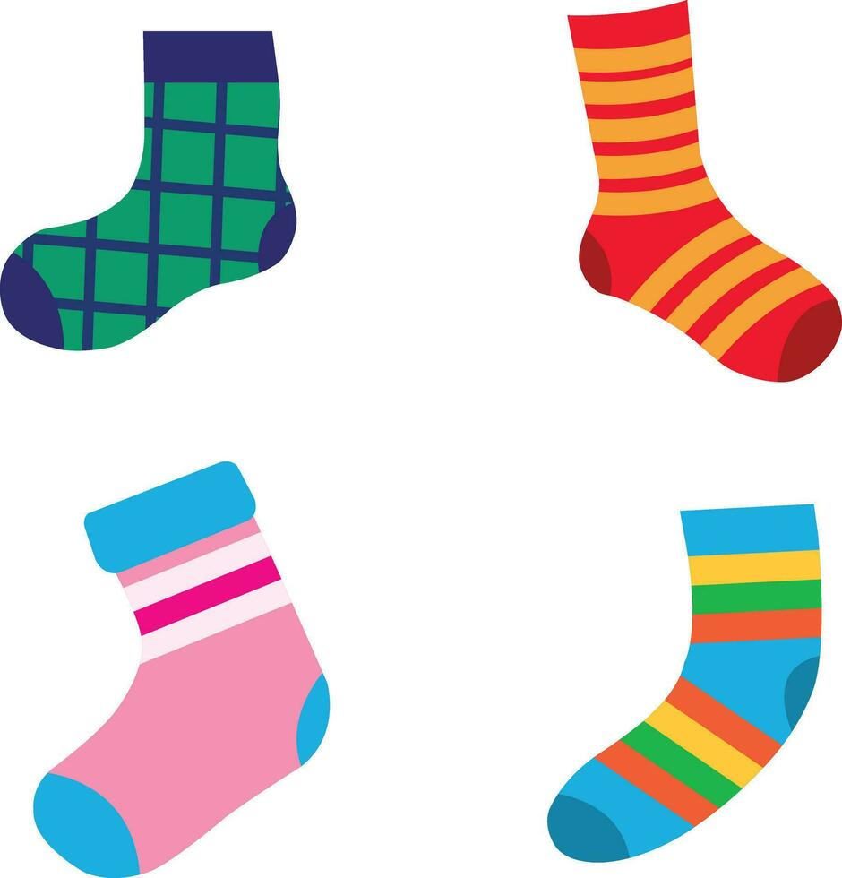 winter sokken. vector illustratie reeks in tekenfilm stijl. warm textiel katoen en wol sokken verzameling voor ontwerp decoratie.vector illustratie