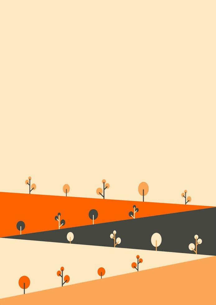 kleurrijk abstract natuur landschap vlak vector illustratie geschikt voor muur kunst