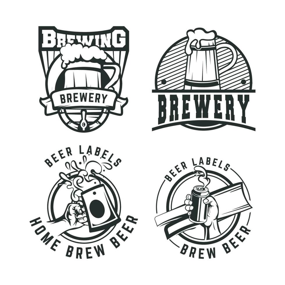 reeks van retro bier logo ontwerp. brouwen logo ontwerp illustratie vector. vector
