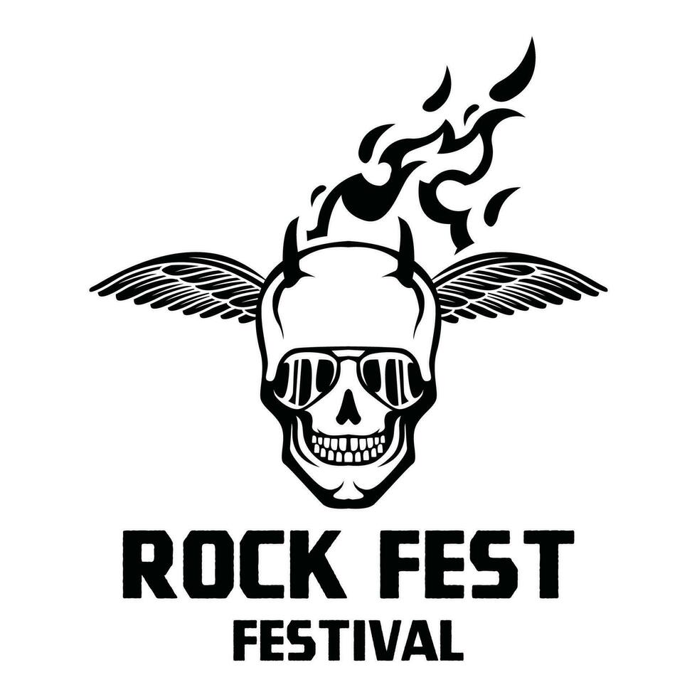 rots n' rollen logo silhouet. rots festival logo vector illustratie