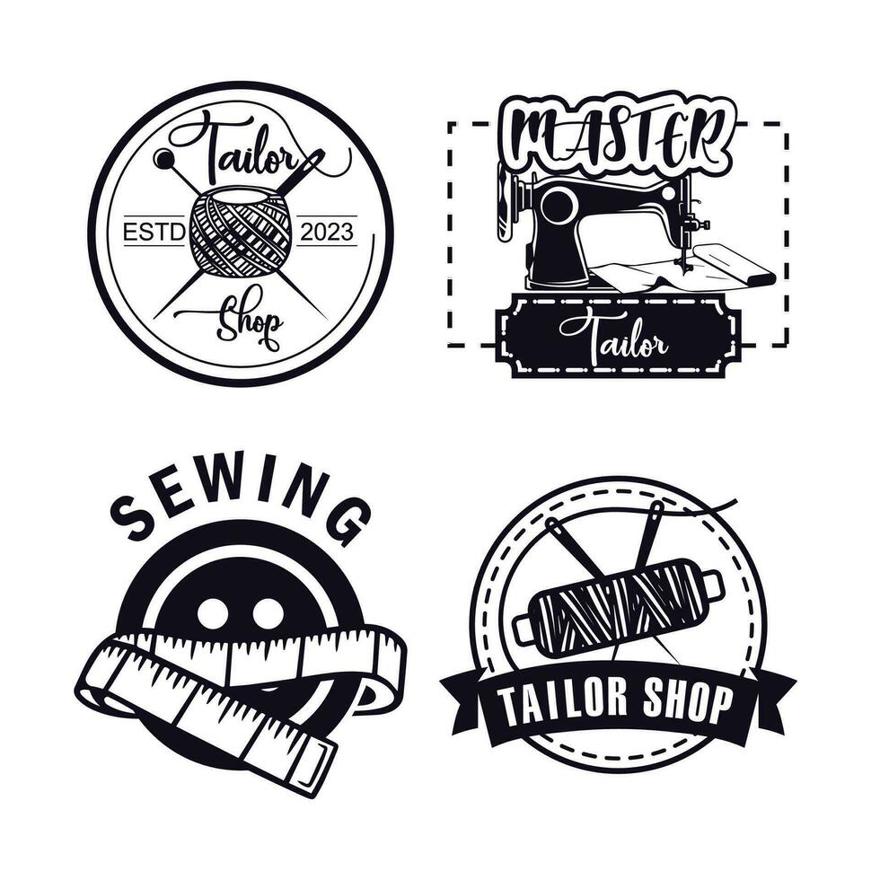 naaien logo sjabloon. retro kleermaker logo bundel. vector