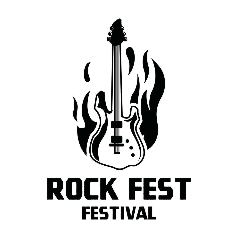 rots n' rollen logo silhouet. rots festival logo vector illustratie