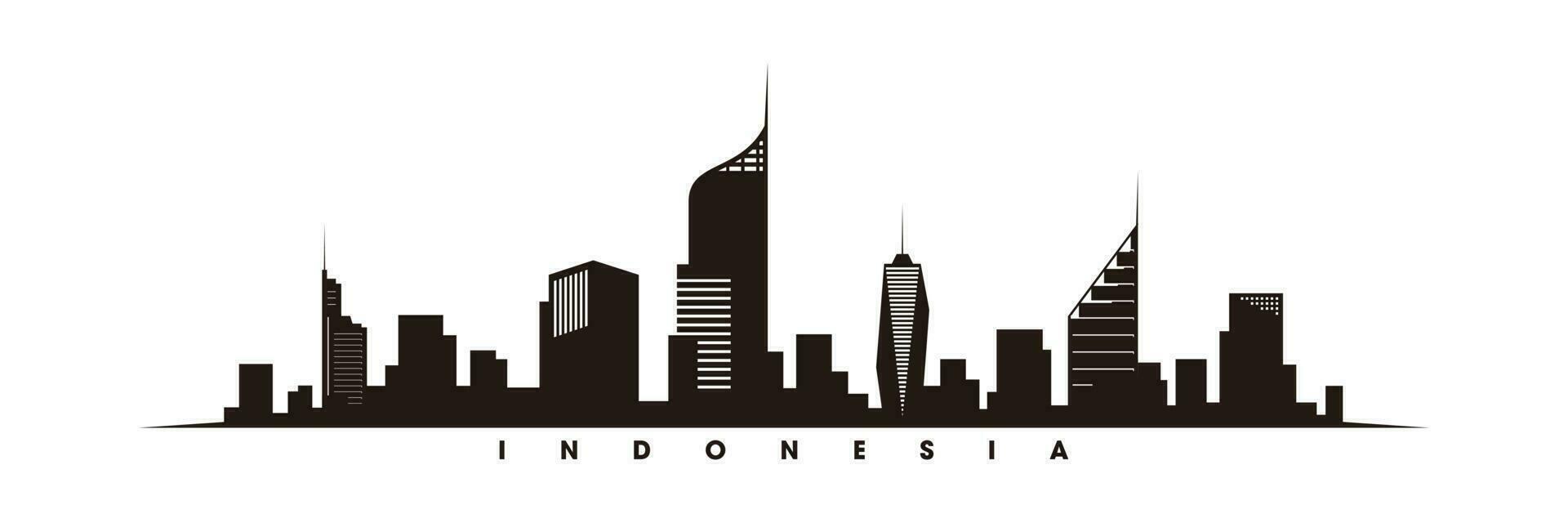 Jakarta horizon en oriëntatiepunten silhouet vector