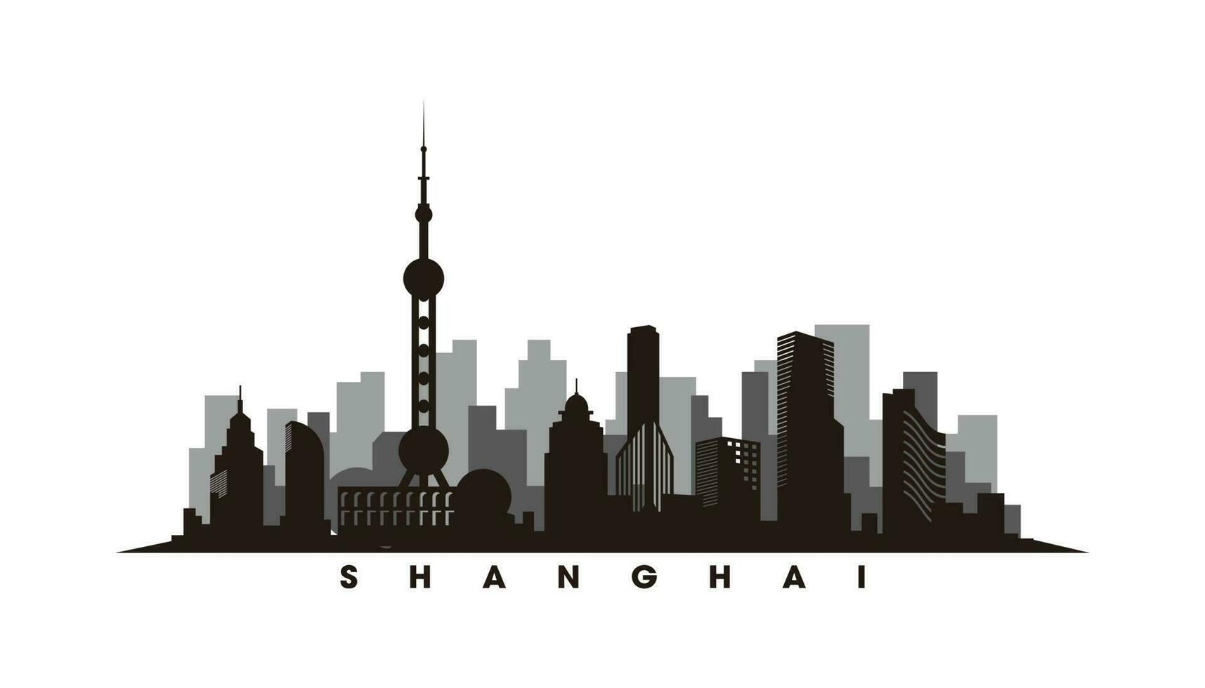 Shanghai horizon en oriëntatiepunten silhouet vector