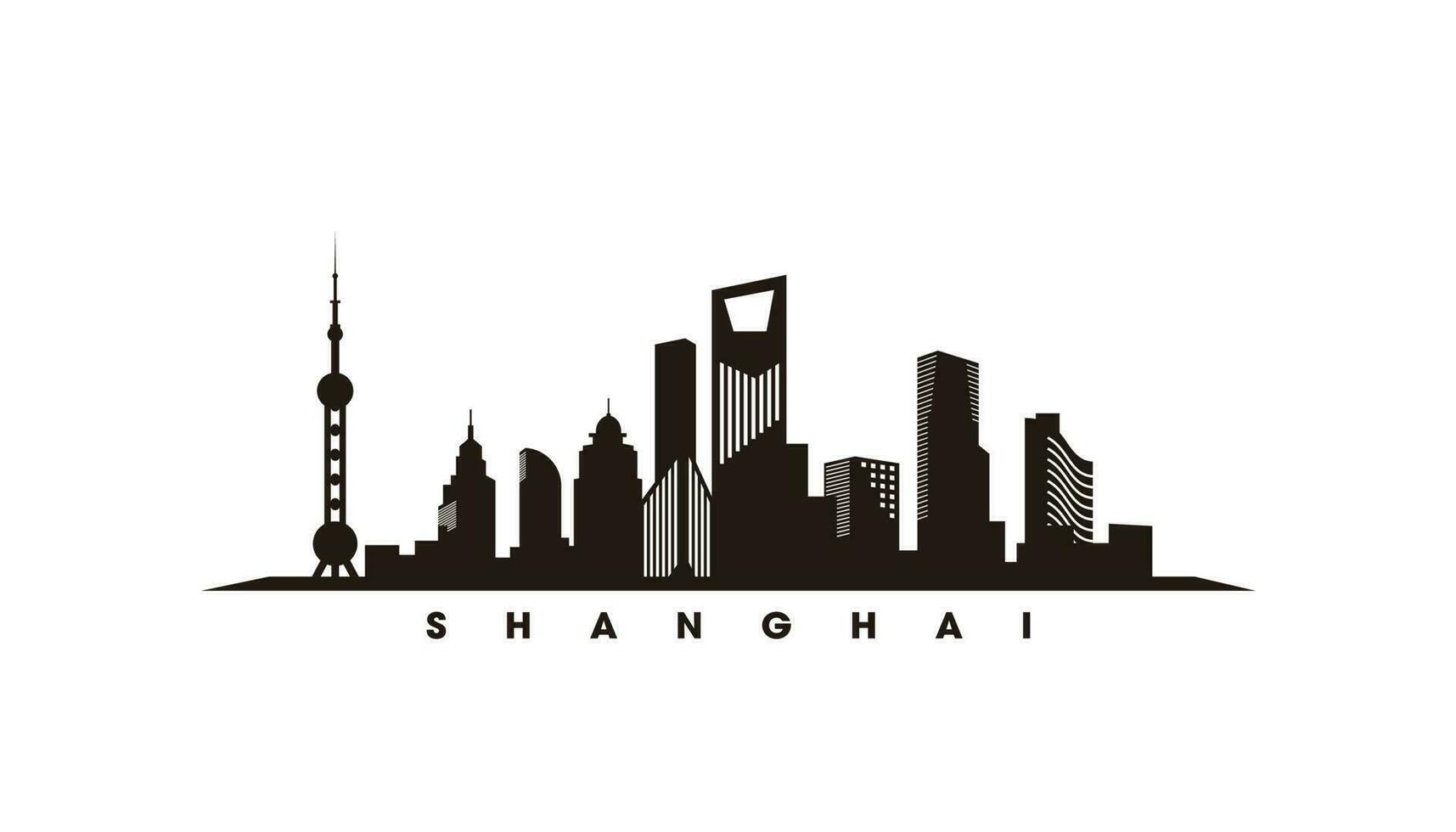 Shanghai horizon en oriëntatiepunten silhouet vector