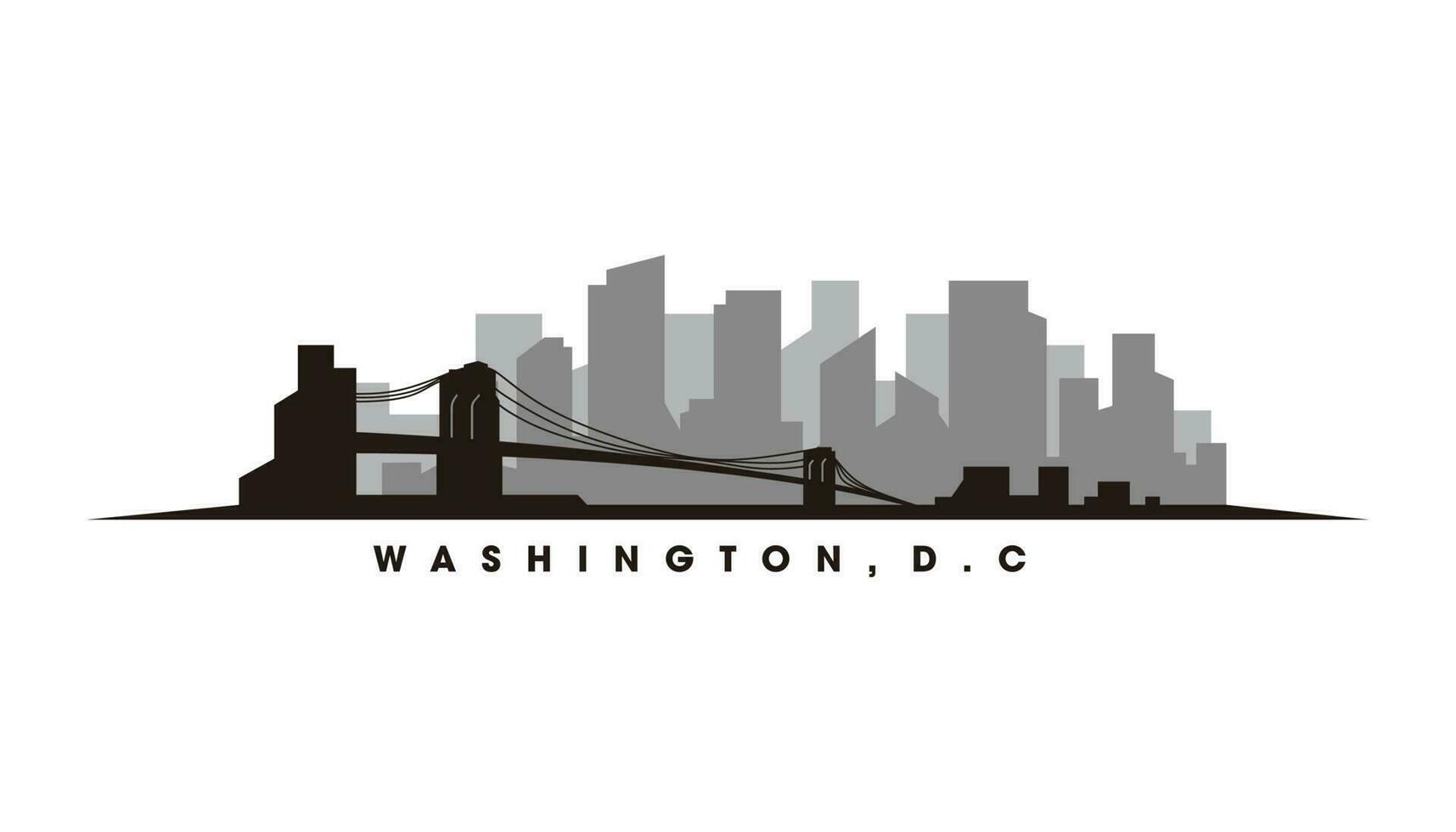 Washington horizon en oriëntatiepunten silhouet vector