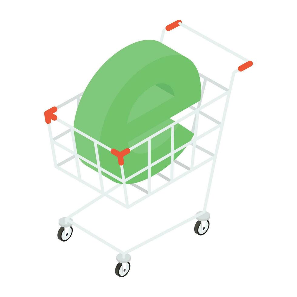 isometrische vector ontwerp van boodschappen doen trolley icoon