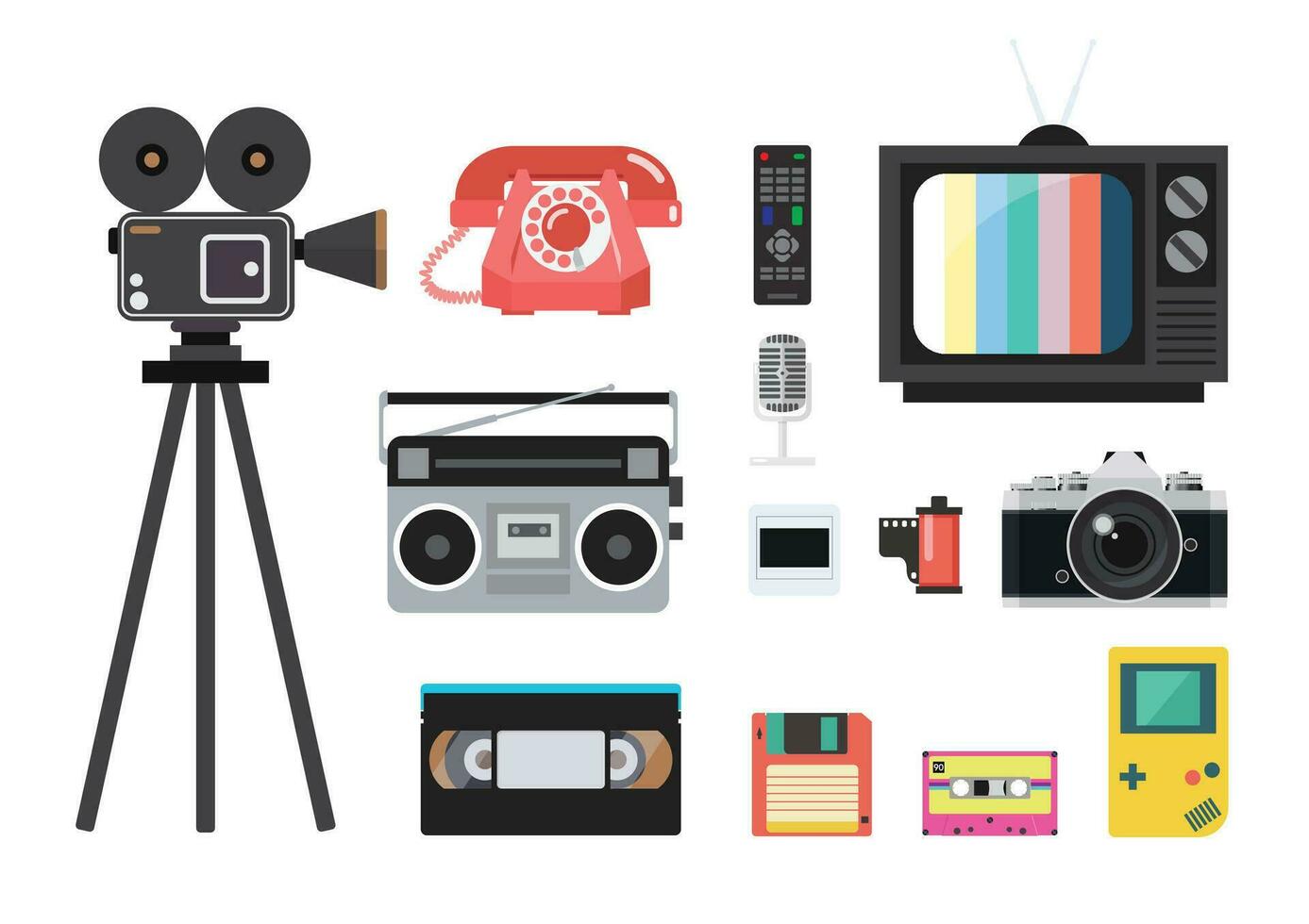 reeks met oud retro gadgets vector