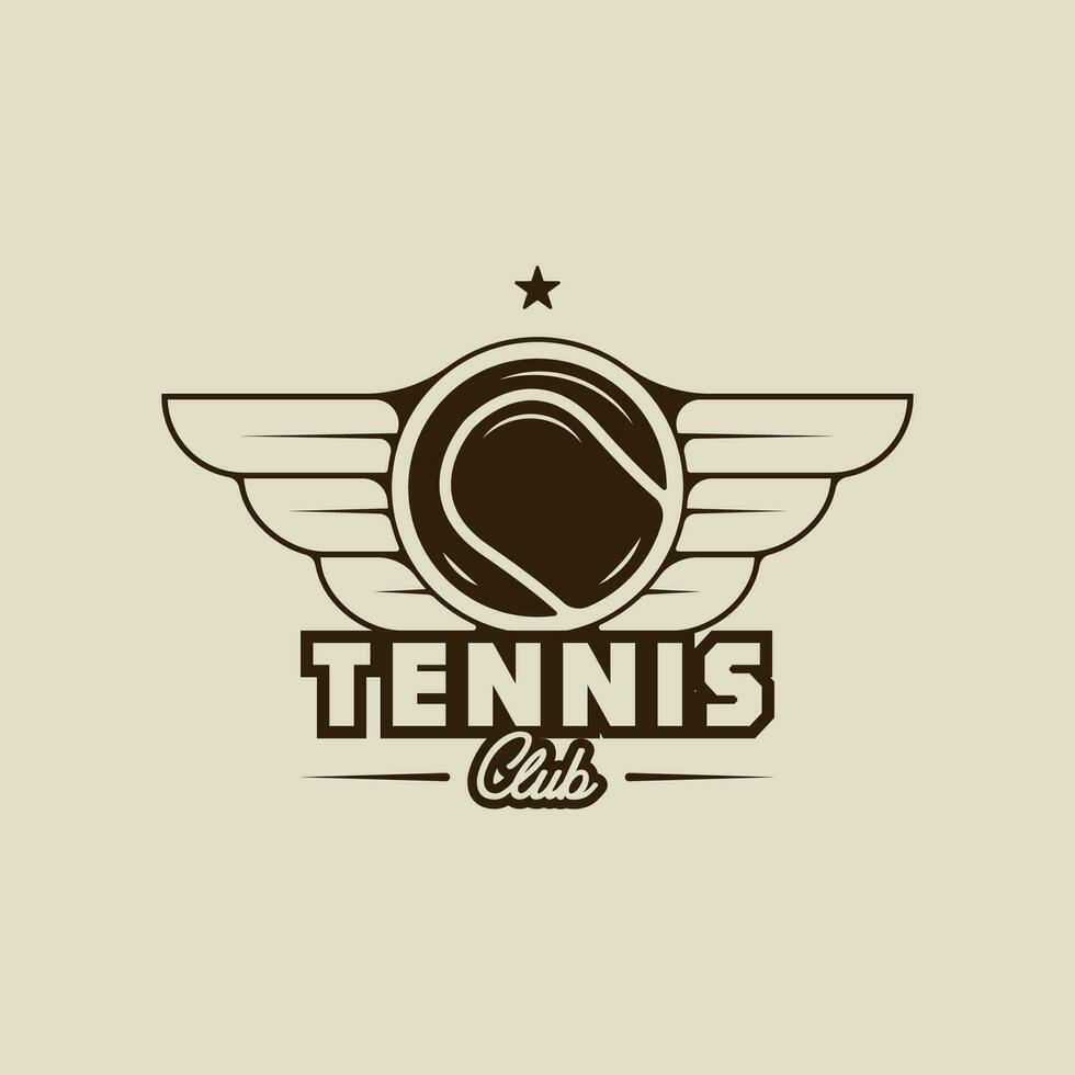 bal van tennis logo wijnoogst vector illustratie sjabloon icoon grafisch ontwerp. sport teken of symbool met Vleugels voor club of toernooi concept