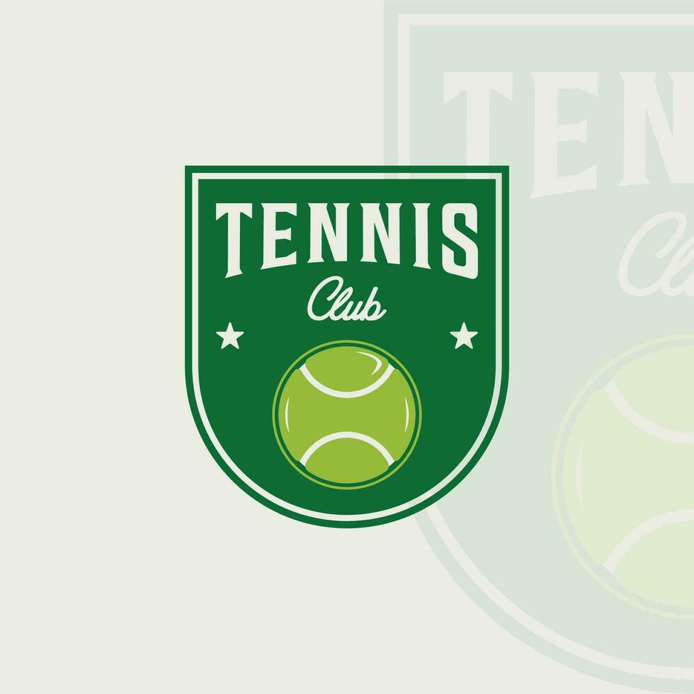 bal van tennis logo embleem vector illustratie sjabloon icoon grafisch ontwerp. sport teken of symbool voor club of toernooi met insigne