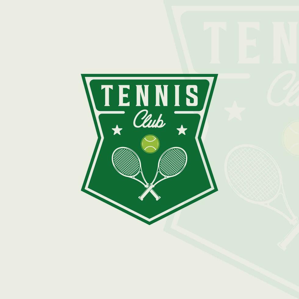 rackets en bal van tennis logo embleem vector illustratie sjabloon icoon grafisch ontwerp. sport teken of symbool voor club of toernooi met insigne