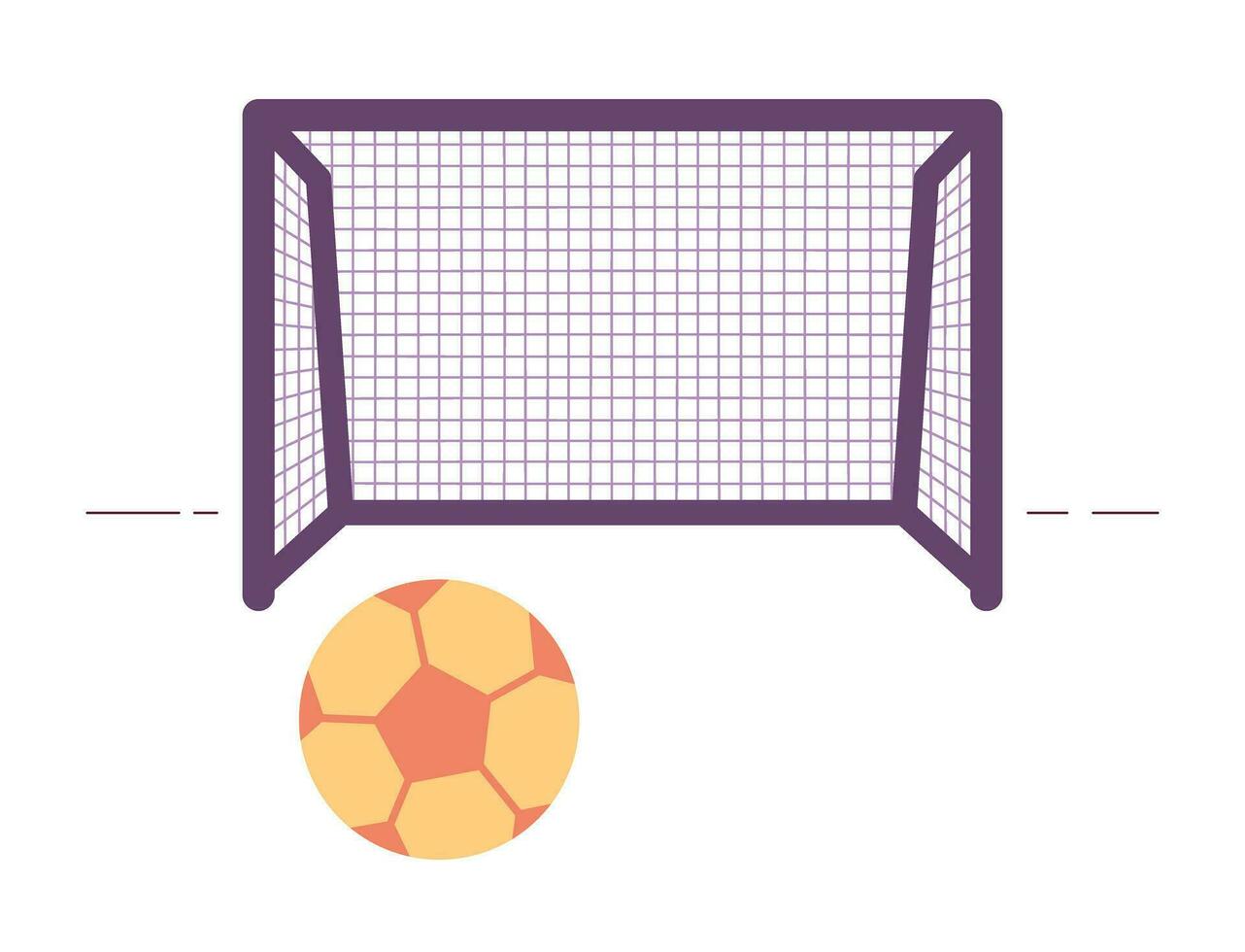 poort en voetbal bal semi vlak kleur vector voorwerp. Amerikaans voetbal veld. bewerkbare tekenfilm klem kunst icoon Aan wit achtergrond. gemakkelijk plek illustratie voor web grafisch ontwerp