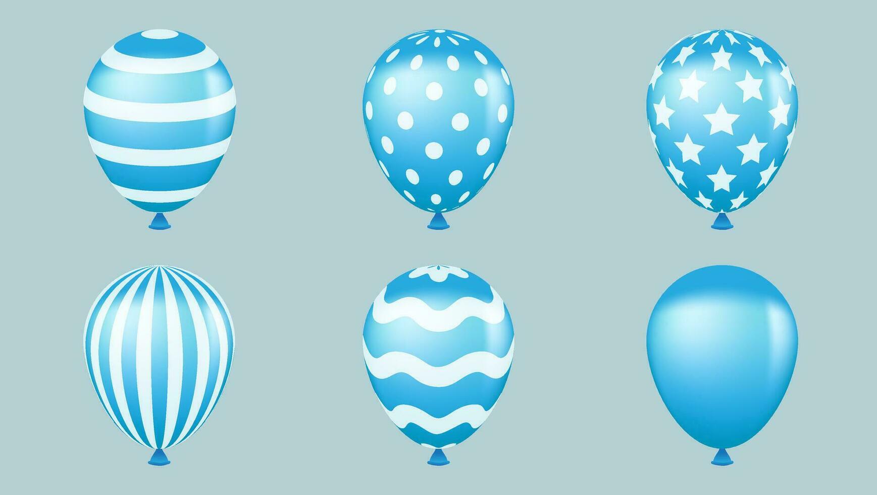 reeks van blauw 3d ballonnen vector illustratie. geschikt voor verjaardag kaart, festival banier, enz.