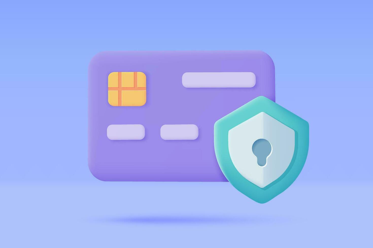 credit kaart 3d icoon. online betaling zonder contant geld maatschappij beveiligen betaling door credit kaart. 3d illustratie vector
