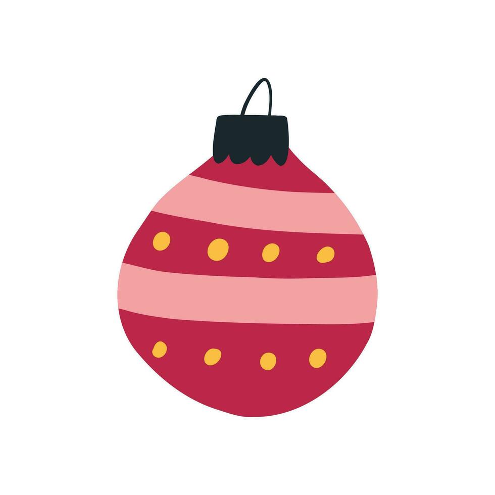 hand- getrokken Kerstmis snuisterij in viva magenta kleur, tekenfilm vlak vector illustratie geïsoleerd Aan wit achtergrond. retro wijnoogst Kerstmis boom ornament decoratie.