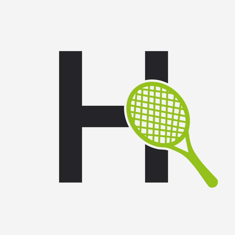 brief h padel tennis logo. padel racket logo ontwerp. strand tafel tennis club symbool vector