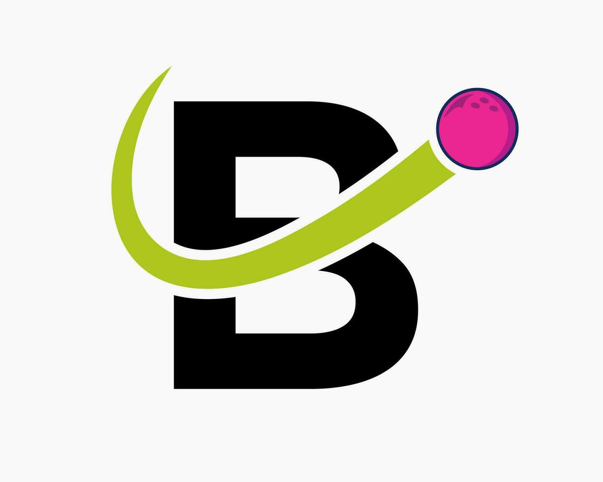 brief b bowling logo. bowling bal symbool met in beweging bal icoon vector