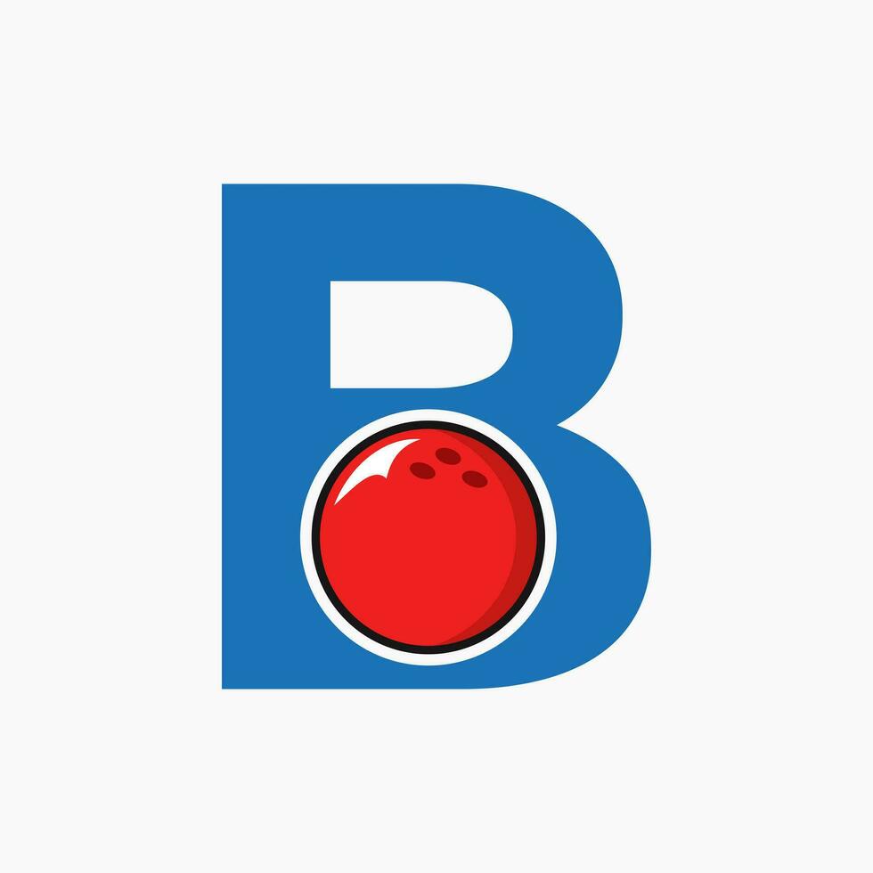 brief b bowling logo. bowling bal symbool met in beweging bal icoon vector