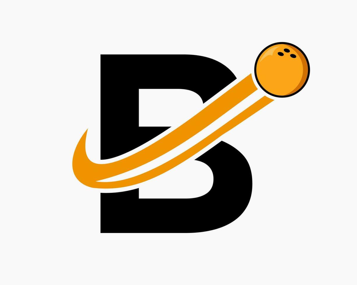 brief b bowling logo. bowling bal symbool met in beweging bal icoon vector