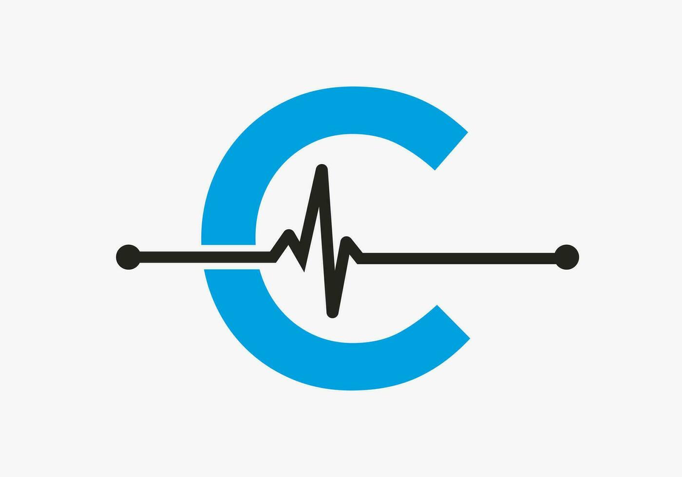 brief c hartslag logo voor medisch of Gezondheid symbool. medisch logo sjabloon ontwerp vector