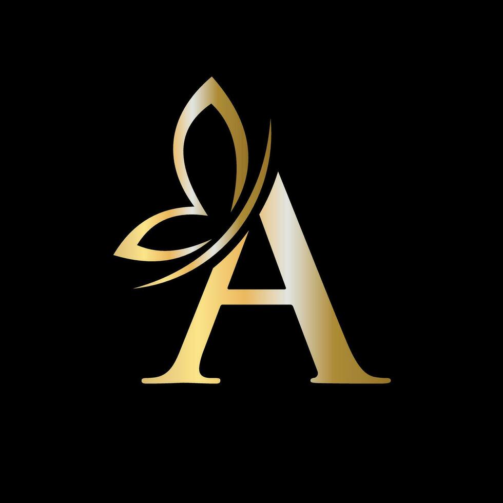 brief een vlinder logo concept voor luxe, schoonheid, spa en mode symbool vector
