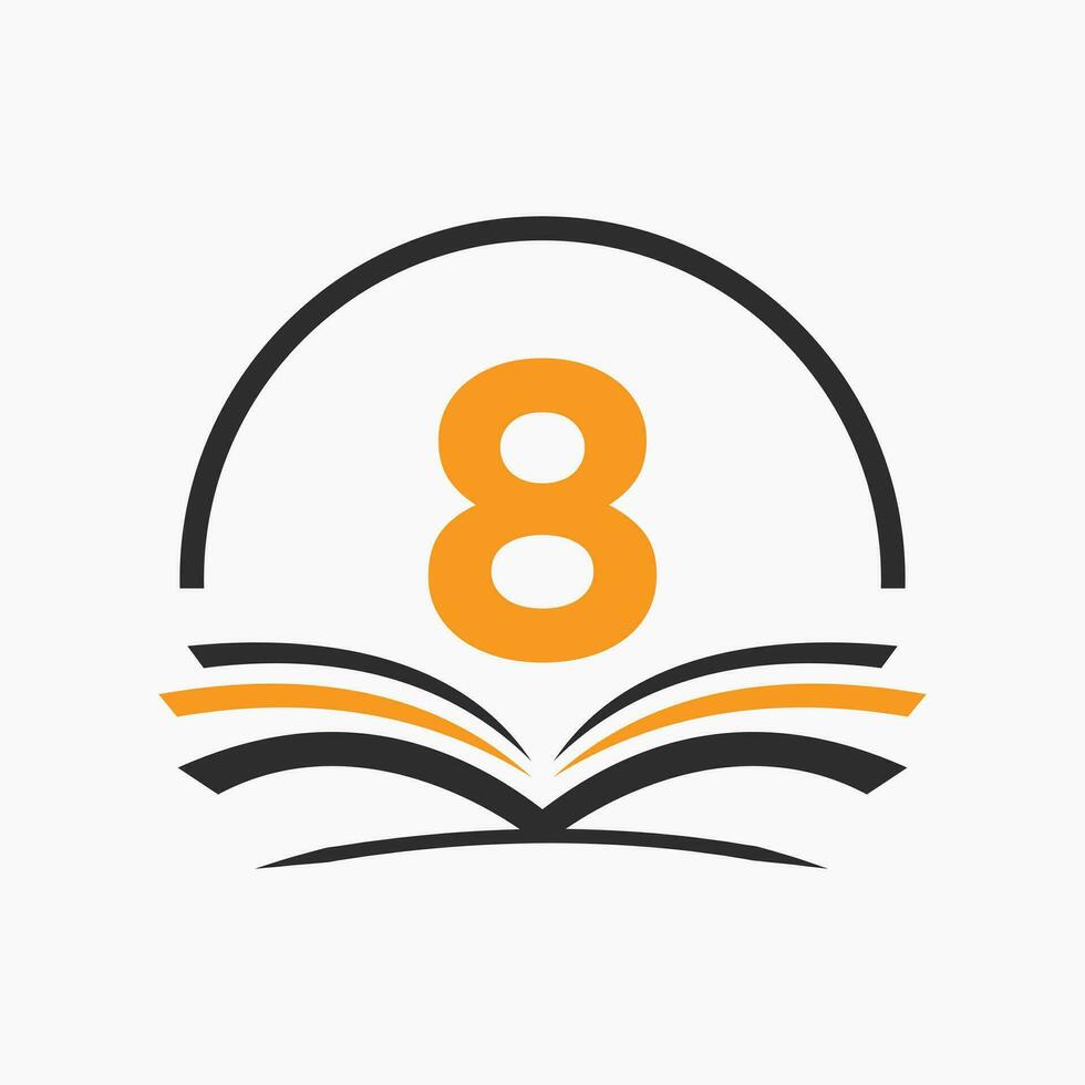 brief 8 onderwijs logo boek concept. opleiding carrière teken, Universiteit, academie diploma uitreiking logo sjabloon ontwerp vector