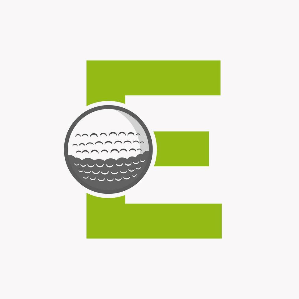 golf logo Aan brief e. eerste hockey sport academie teken, club symbool vector