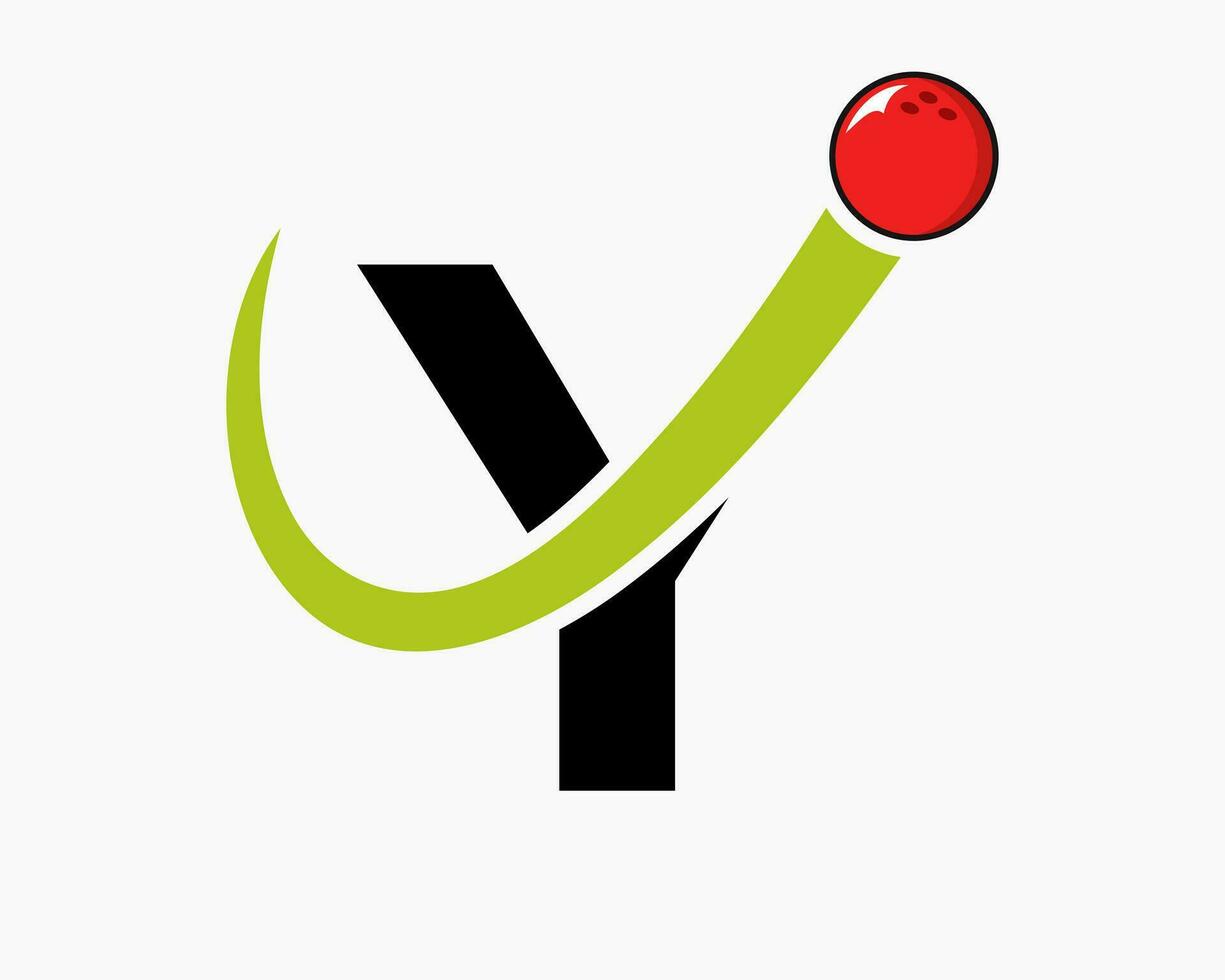 brief y bowling logo. bowling bal symbool met in beweging bal icoon vector