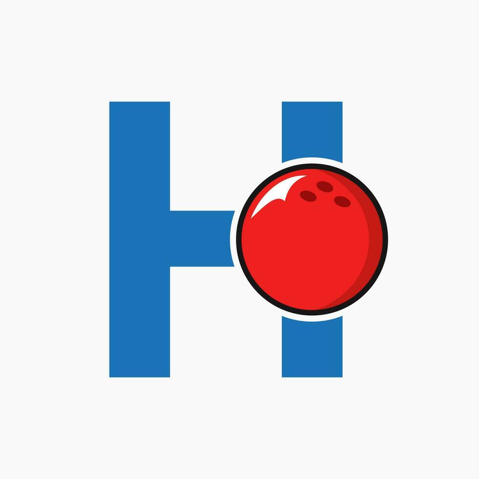 brief h bowling logo. bowling bal symbool met in beweging bal icoon vector