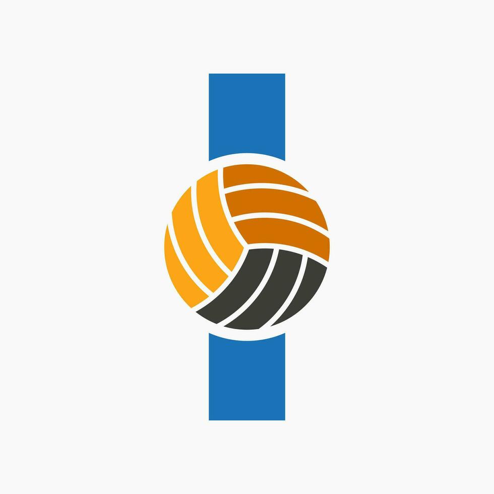 brief ik volleybal logo concept met in beweging volley bal icoon. volleybal sport- logotype sjabloon vector