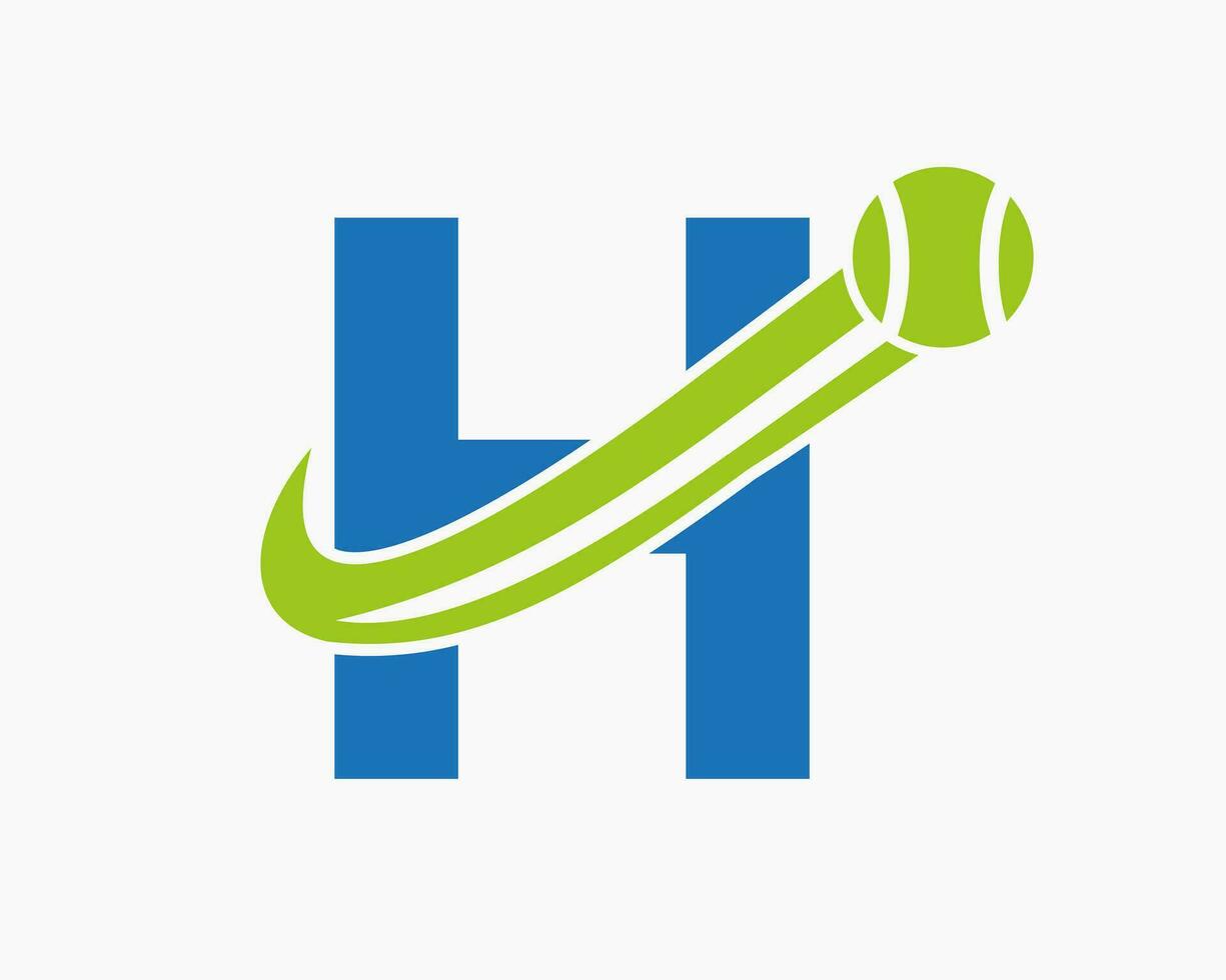brief h tennis club logo ontwerp sjabloon. tennis sport academie, club logo vector