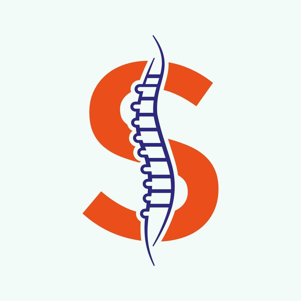 brief s orthopedische Gezondheid bot logo ontwerp met terug bot icoon. bot Gezondheid logo teken vector