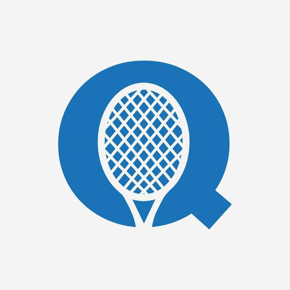 brief q padel tennis logo. padel racket logo ontwerp. strand tafel tennis club symbool vector