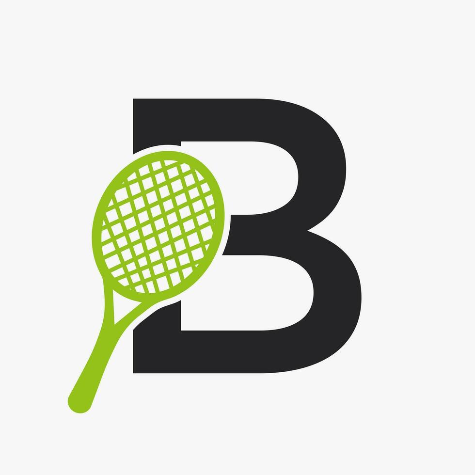 brief b padel tennis logo. padel racket logo ontwerp. strand tafel tennis club symbool vector