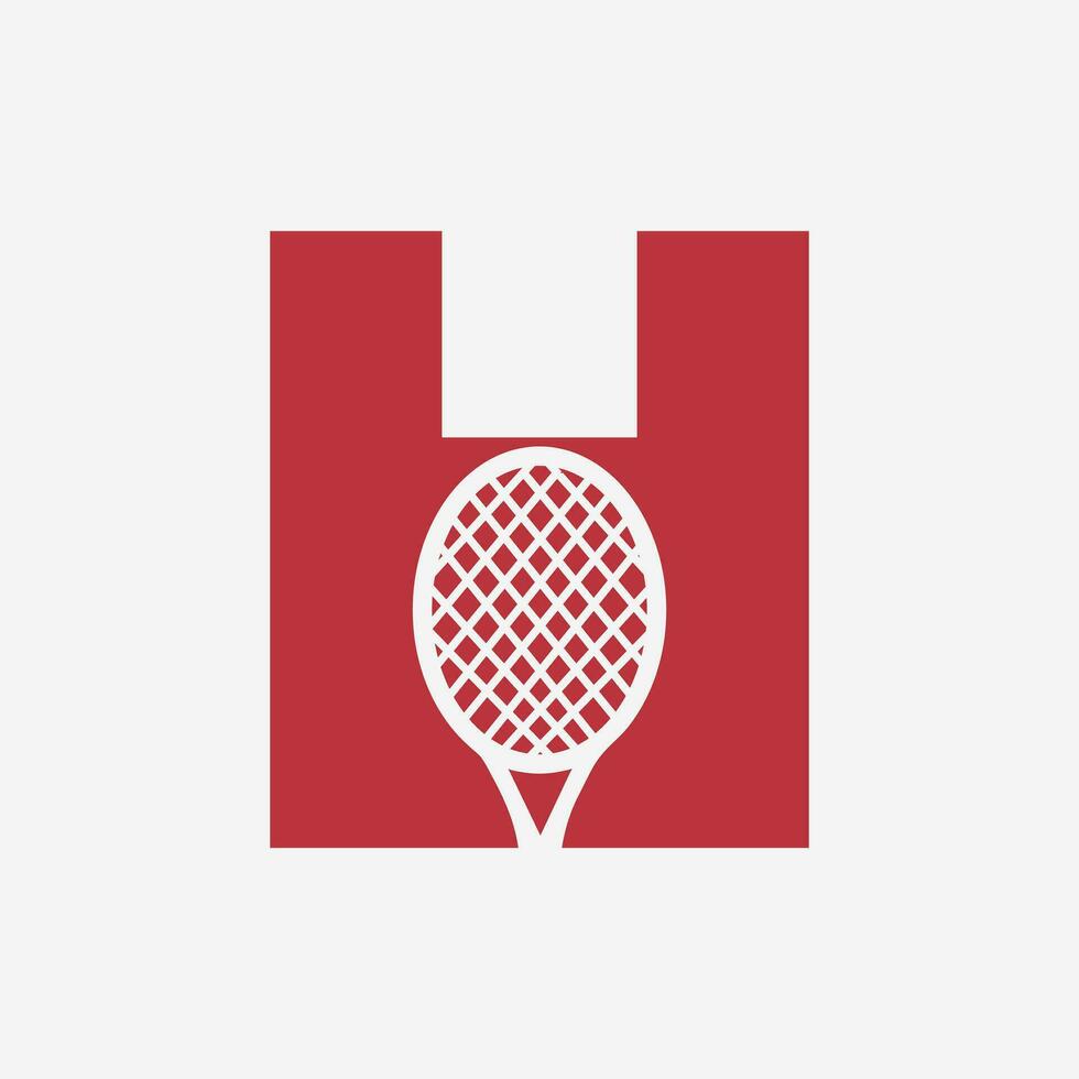 brief h padel tennis logo. padel racket logo ontwerp. strand tafel tennis club symbool vector