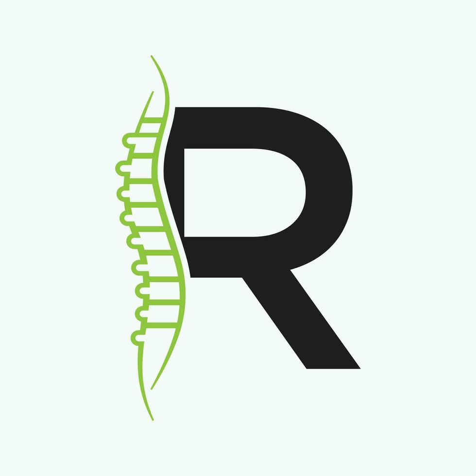 brief r orthopedische Gezondheid bot logo ontwerp met terug bot icoon. bot Gezondheid logo teken vector