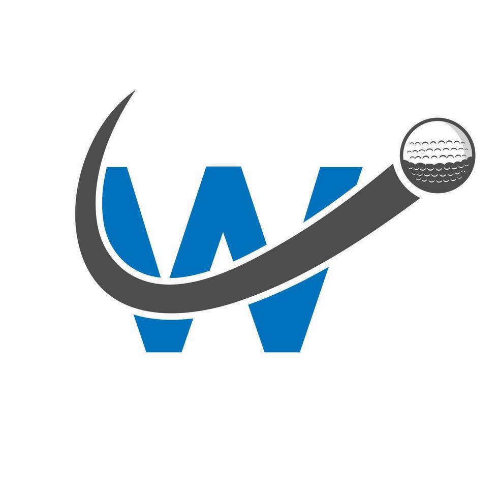 eerste brief w golf logo ontwerp. eerste hockey sport academie teken, club symbool vector