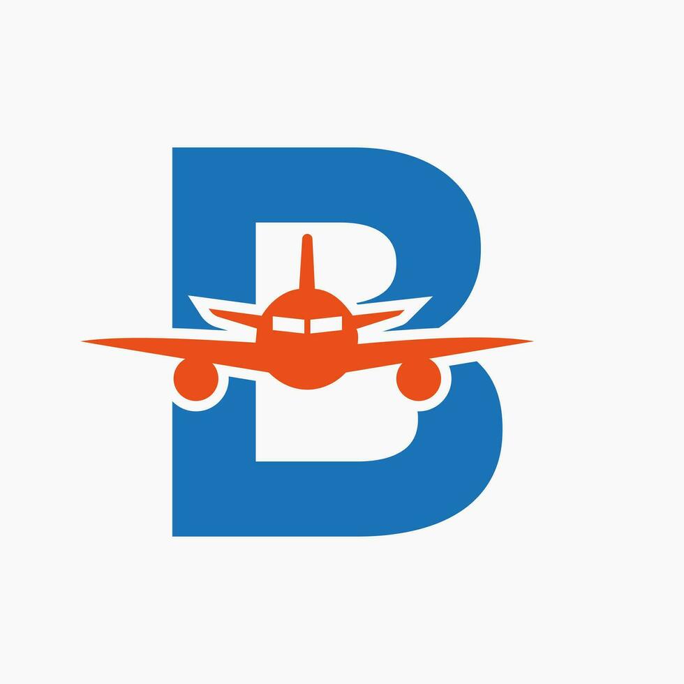 eerste brief b reizen logo concept met vliegend lucht vlak symbool vector
